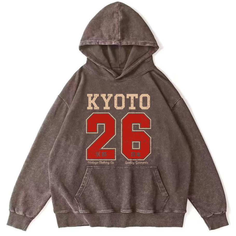 Kyoto Japan No. 26 Vintage Washed Hoodie-Zazasy