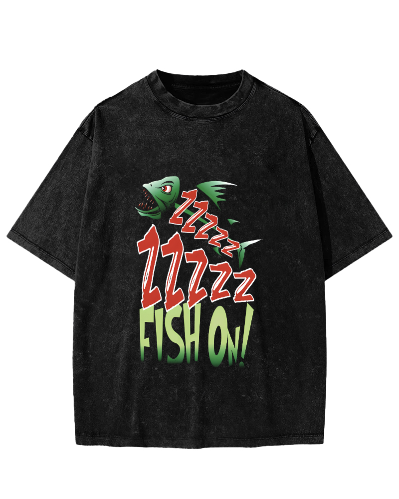 Personalized Sea Fish Bone Pattern Vintage Distressed T-shirt-Zazasy