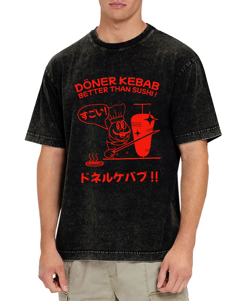 Japanese BBQ Vintage Washed T-shirt-Zazasy