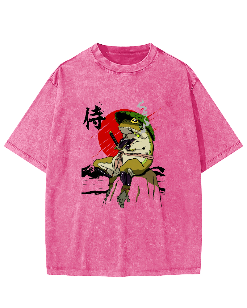 Frog Guard Japanese Style Vintage Distressed T-shirt-Zazasy