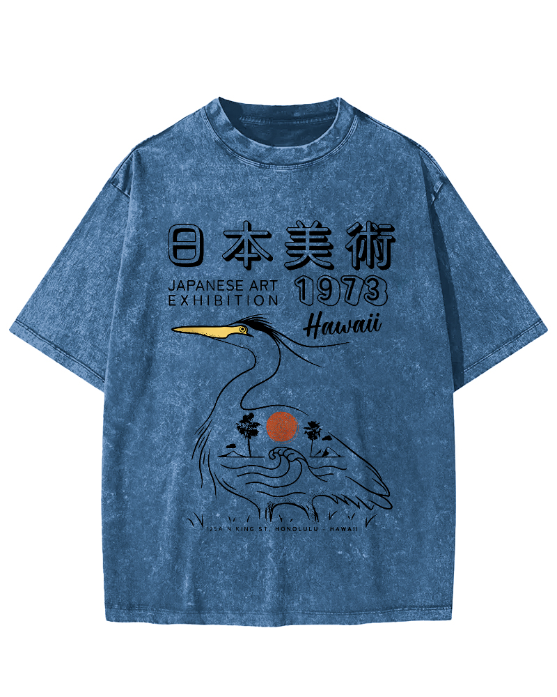 Japanese art Vintage Washed T-shirt-Zazasy