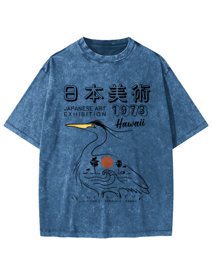 Japanese art Vintage Washed T-shirt-Zazasy