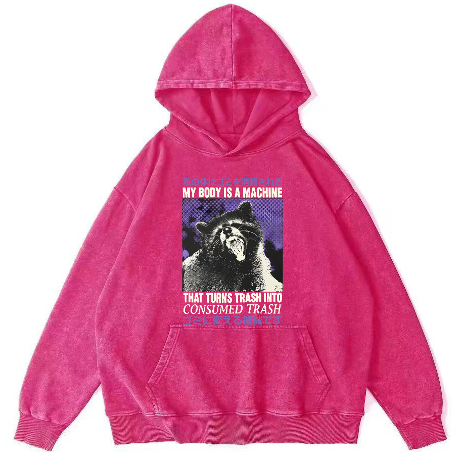 Angry Raccoon Vintage Distressed Hoodie-Zazasy