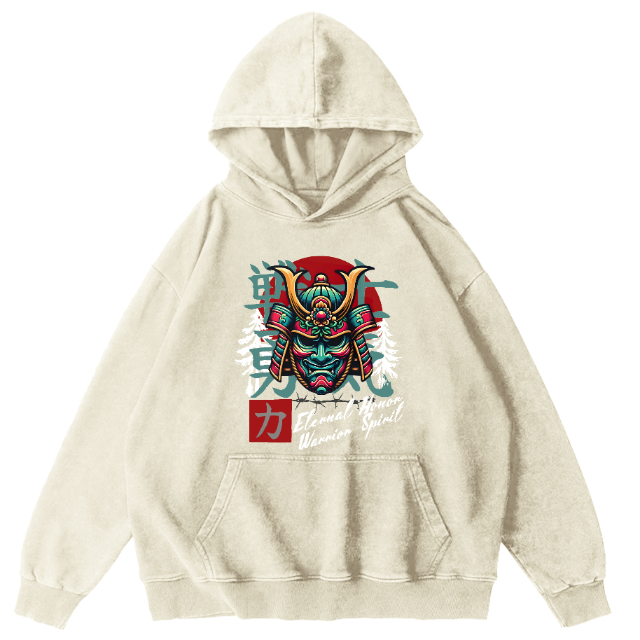 Warrior's Courage Japanese Style Vintage Distressed Hoodie-Zazasy