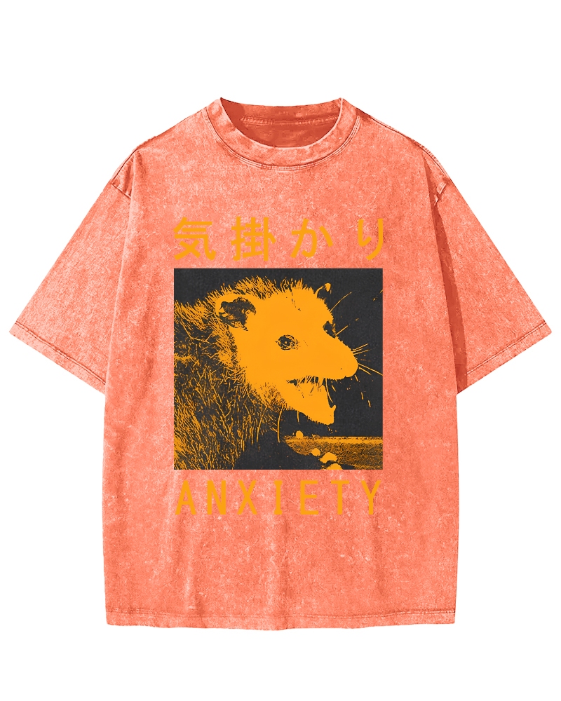 Anxiety Possum Japanese  Vintage Distressed T-shirt-Zazasy