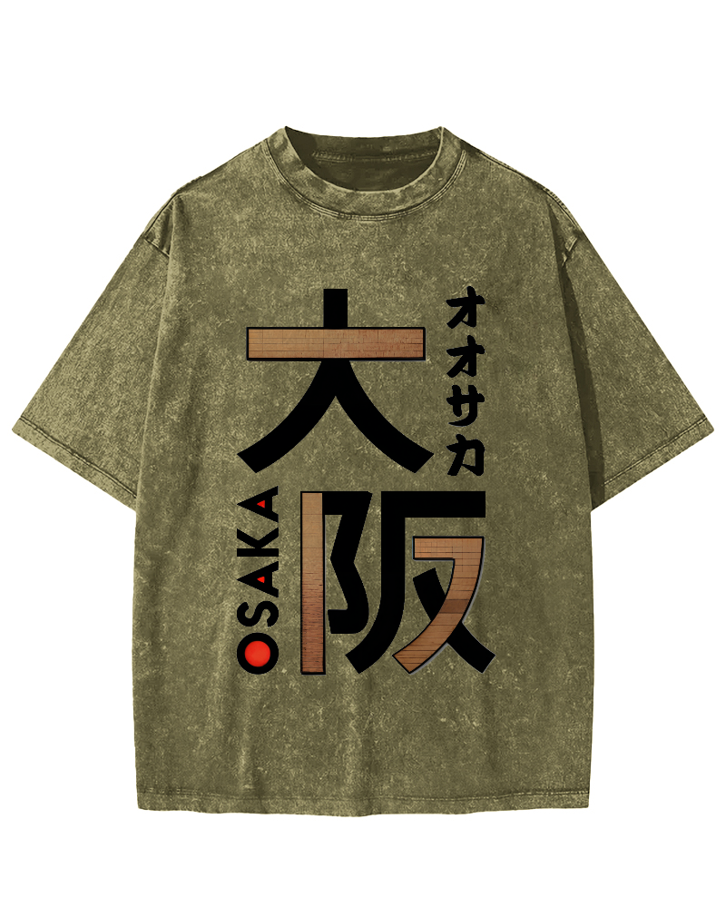 Osaka Japanese Script Vintage Distressed T-shirt-Zazasy