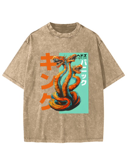 Queen Hydra Monster Vintage Washed T-shirt-Zazasy