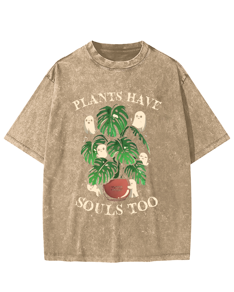 Plants Have Souls Too Vintage Washed T-shirt-Zazasy