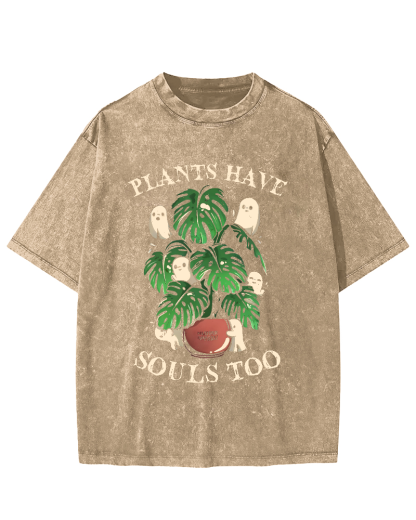 Plants Have Souls Too Vintage Washed T-shirt-Zazasy