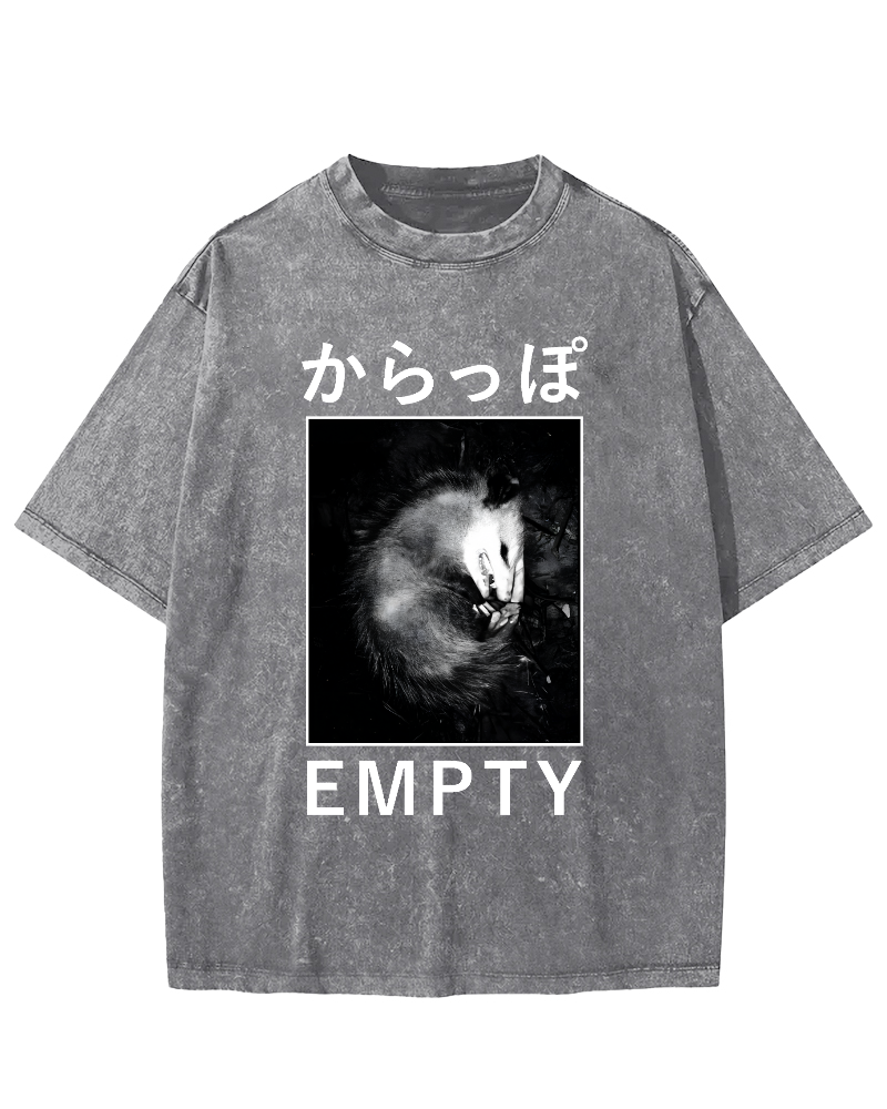 EMPTY Japanese Opossum Vintage Washed T-shirt-Zazasy