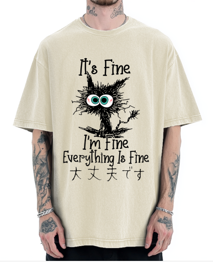 It's Fine Cat Vintage Washed T-shirt
