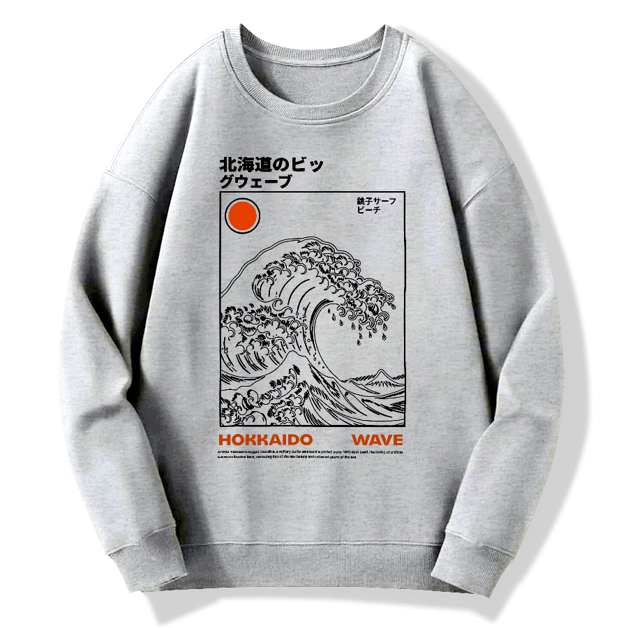Kanagawa Retro Cotton Pullover Sweatshirt