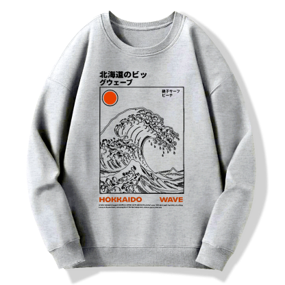 Kanagawa Retro Cotton Pullover Sweatshirt
