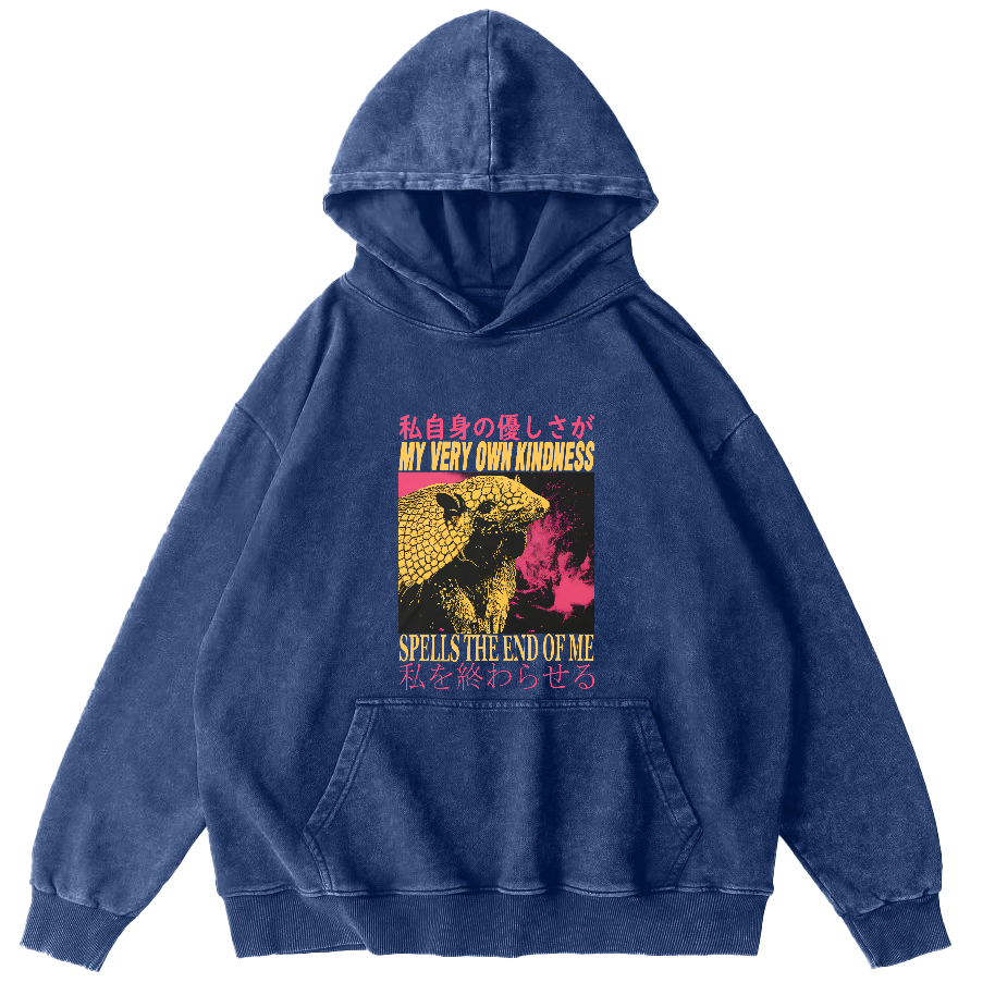 Pangolin Pattern Japanese Style Vintage Distressed Hoodie-Zazasy