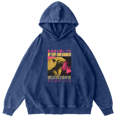 Pangolin Pattern Japanese Style Vintage Distressed Hoodie-Zazasy