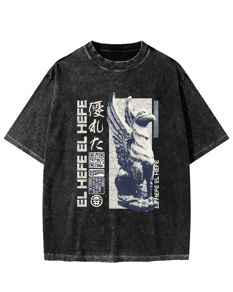 Griffin Retro Vintage Washed T-shirt-Zazasy