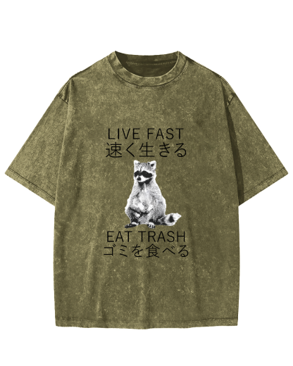 Japanese Cute Animal Pattern Vintage Distressed T-shirt-Zazasy