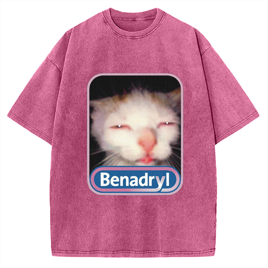 Benadryl Cat Meme Vintage Washed T-shirt