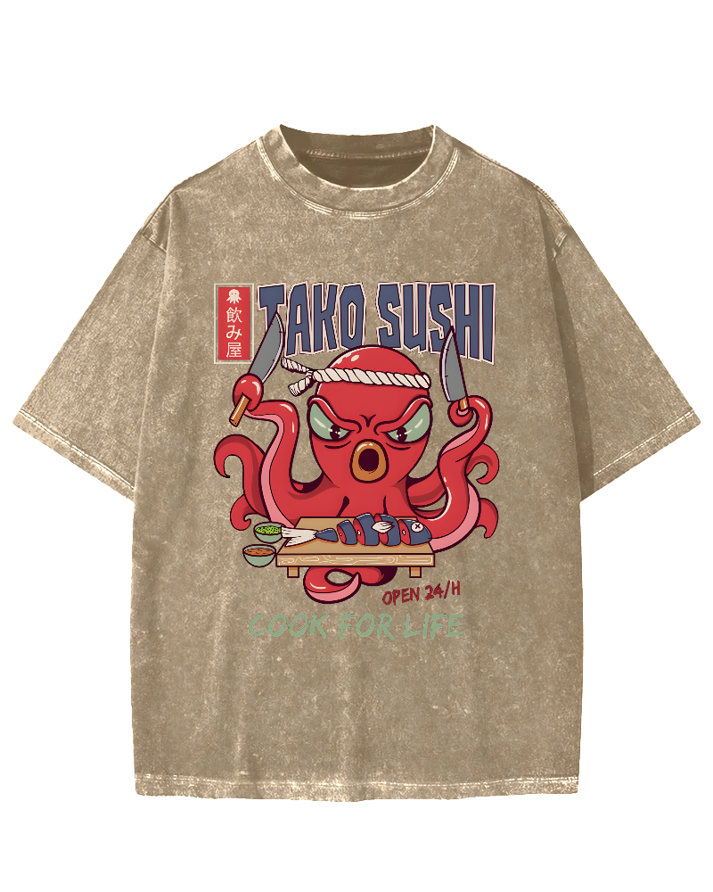 Tako Sushi Octopus Vintage Washed T-shirt