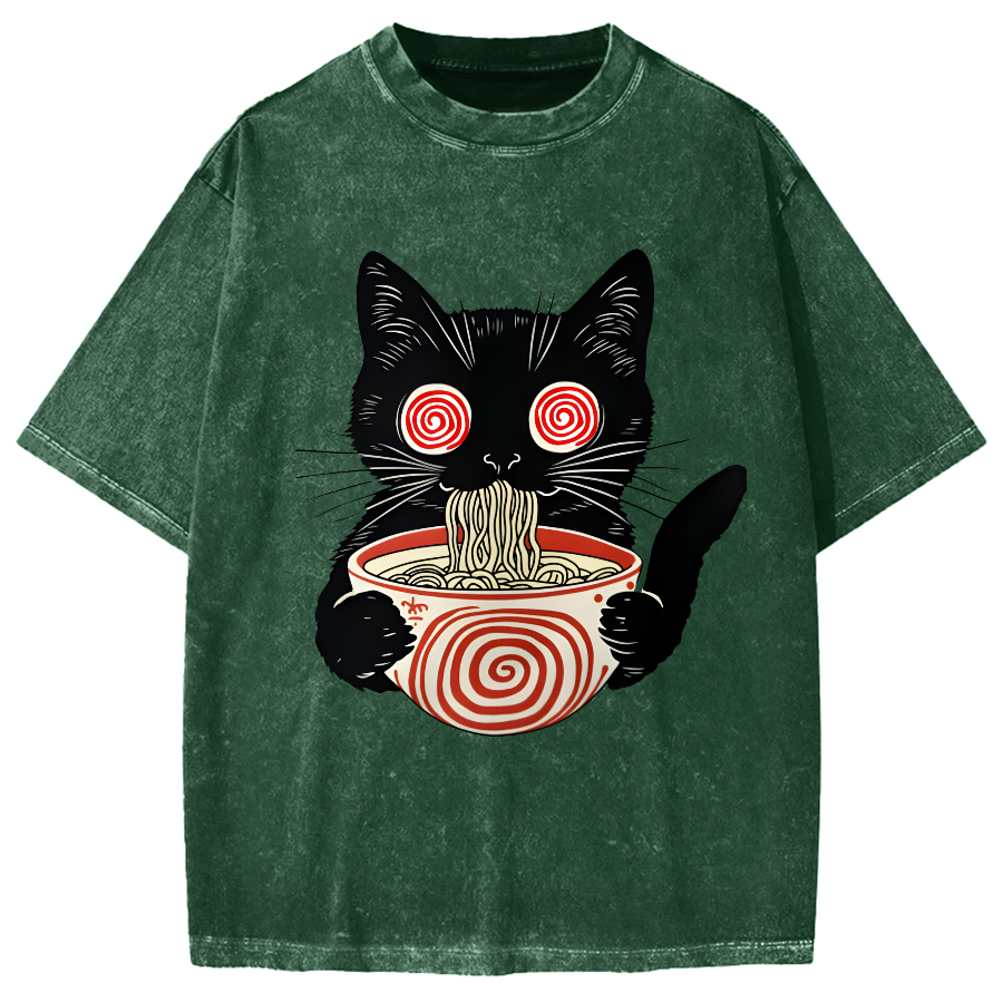 Dizzy Ramen Cat Vintage Washed T-shirt