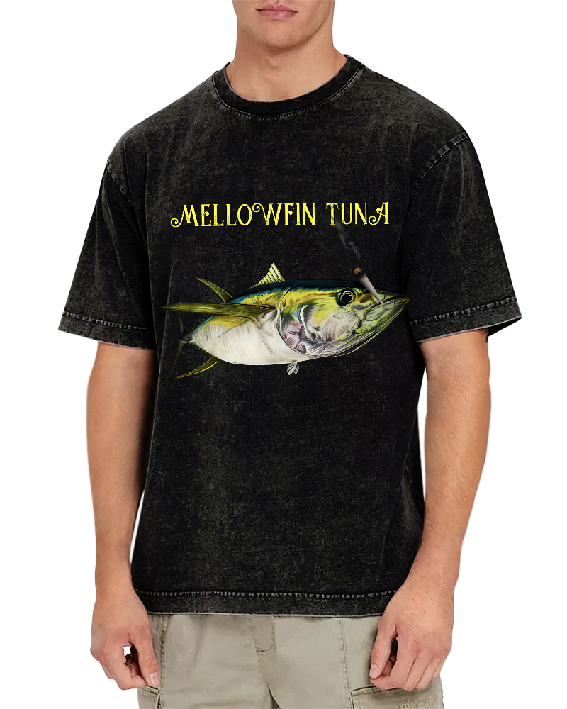 Japanese Tuna Pattern Vintage Distressed T-shirt-Zazasy