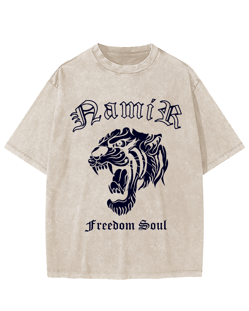 Japanese Tiger Vintage Washed T-shirt-Zazasy
