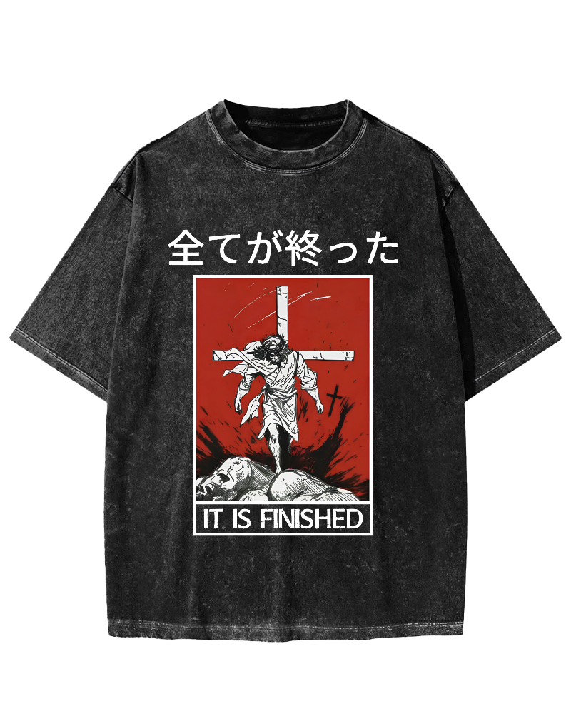 It Is Finished Vintage Washed T-shirt-Zazasy