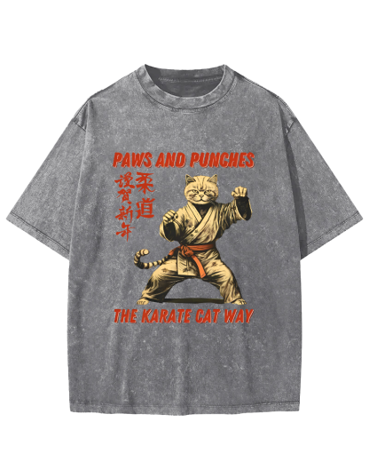 Japanese Judo Kung Fu Vintage Washed T-shirt-Zazasy