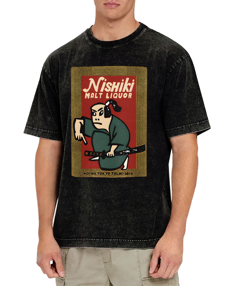 Samurai Holding Sword Vintage Washed T-shirt