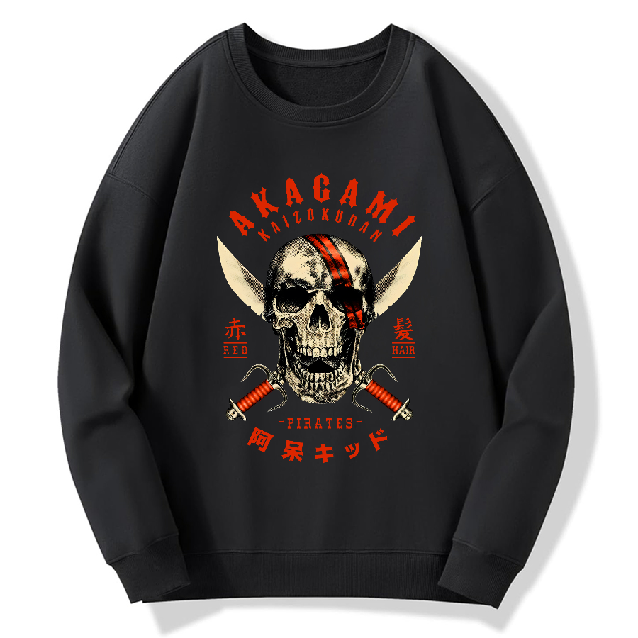 Skull Street Retro Cotton Pullover Sweatshirt