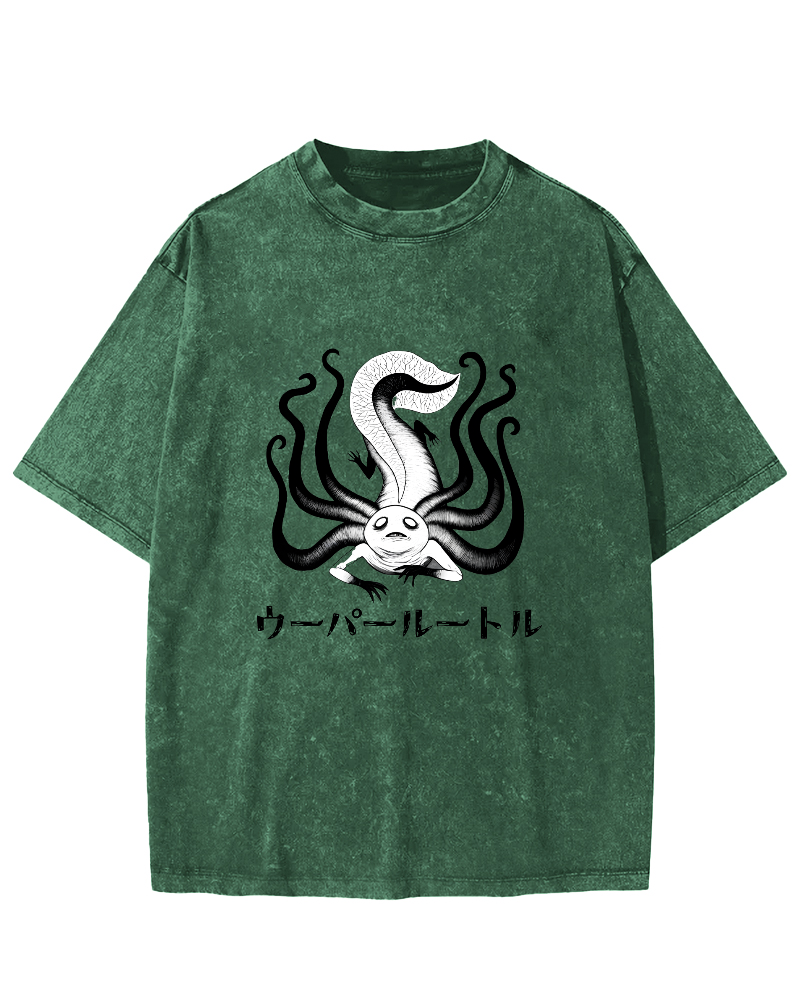 Japanese Personalized Octopus Pattern Vintage Distressed T-shirt-Zazasy