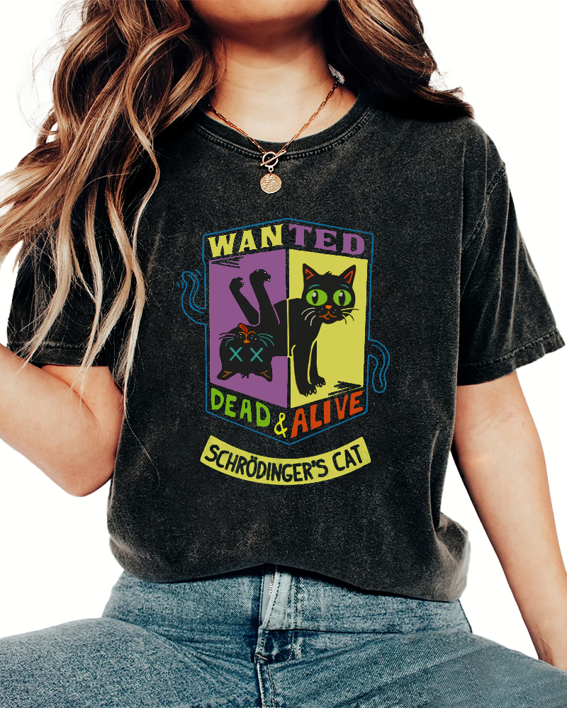 Schrodingers Cat Vintage Washed T-shirt-Zazasy