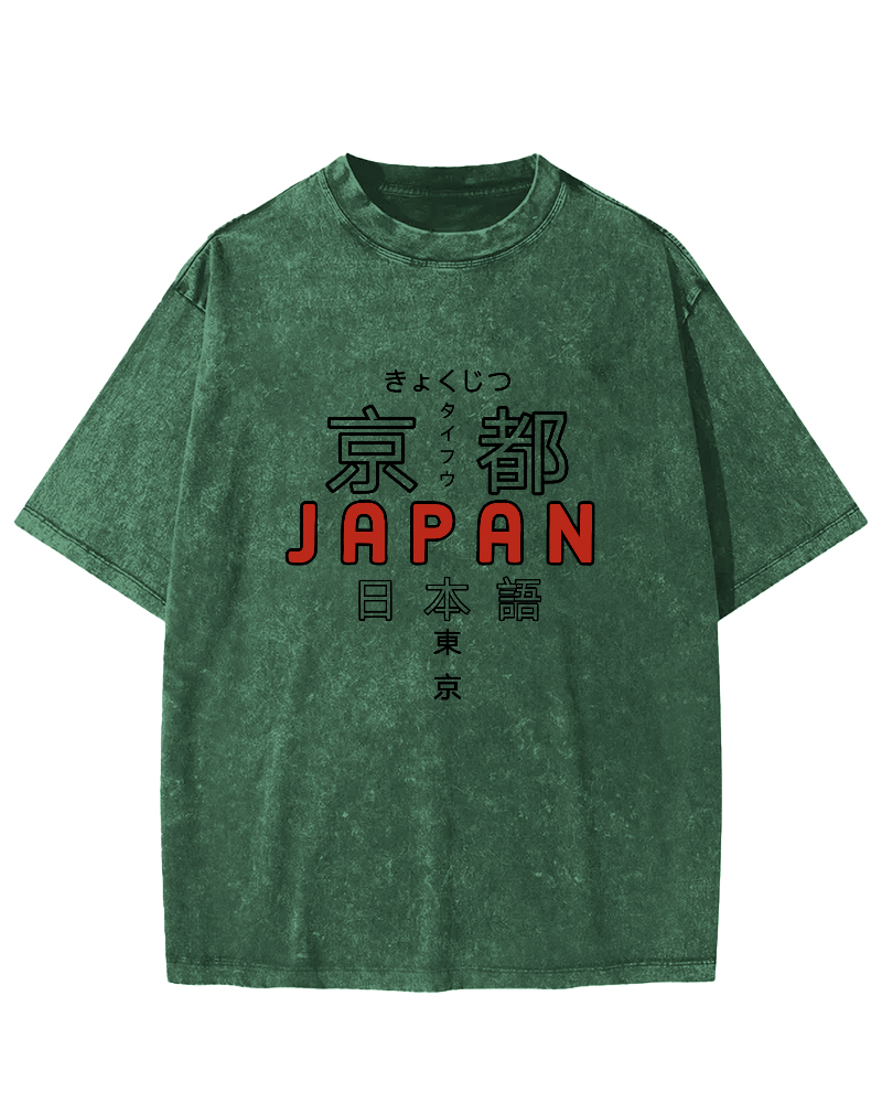 Kyoto Japanese Pattern Vintage Distressed T-shirt-Zazasy