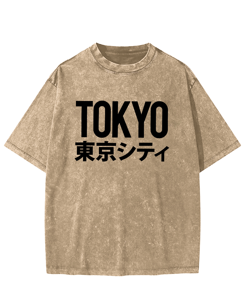 Tokyo Script in Japan Vintage Washed T-shirt-Zazasy