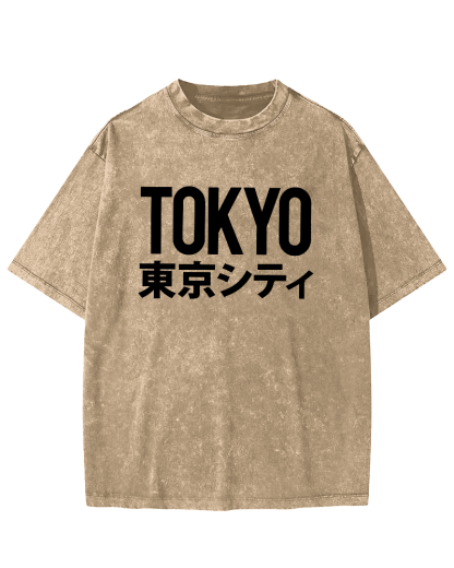Tokyo Script in Japan Vintage Washed T-shirt-Zazasy