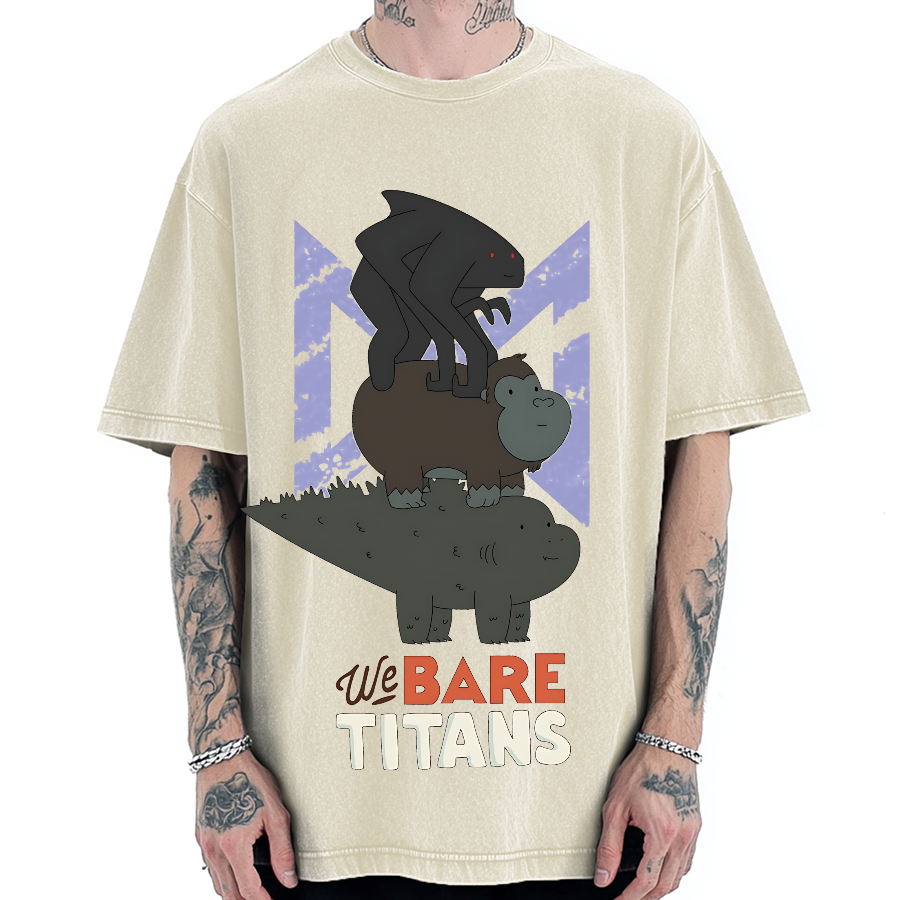 We Bare Titans Cute Monsters Japanese Vintage Washed T-shirt