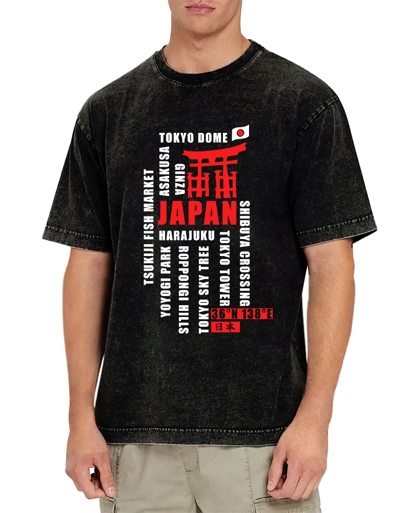 Tokyo, Japan Vintage Washed T-shirt-Zazasy