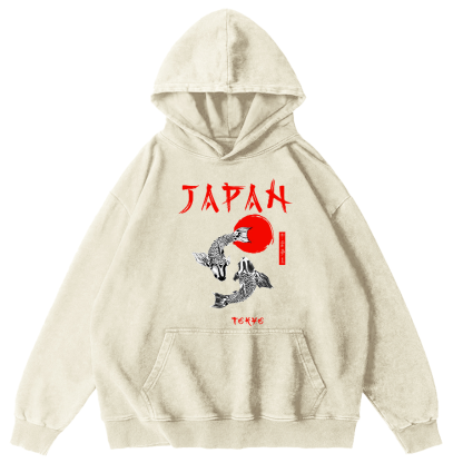 Japanese Koi Fish Vintage Distressed Hoodie-Zazasy