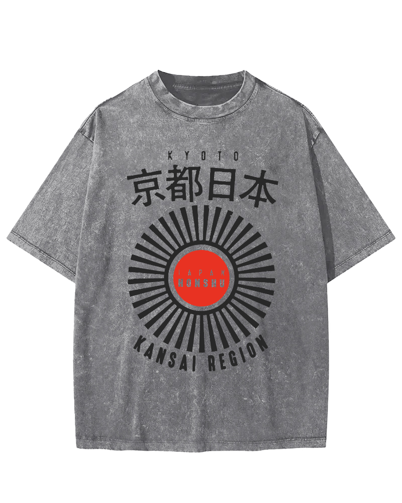 Kyoto, Japan Vintage Washed T-shirt-Zazasy