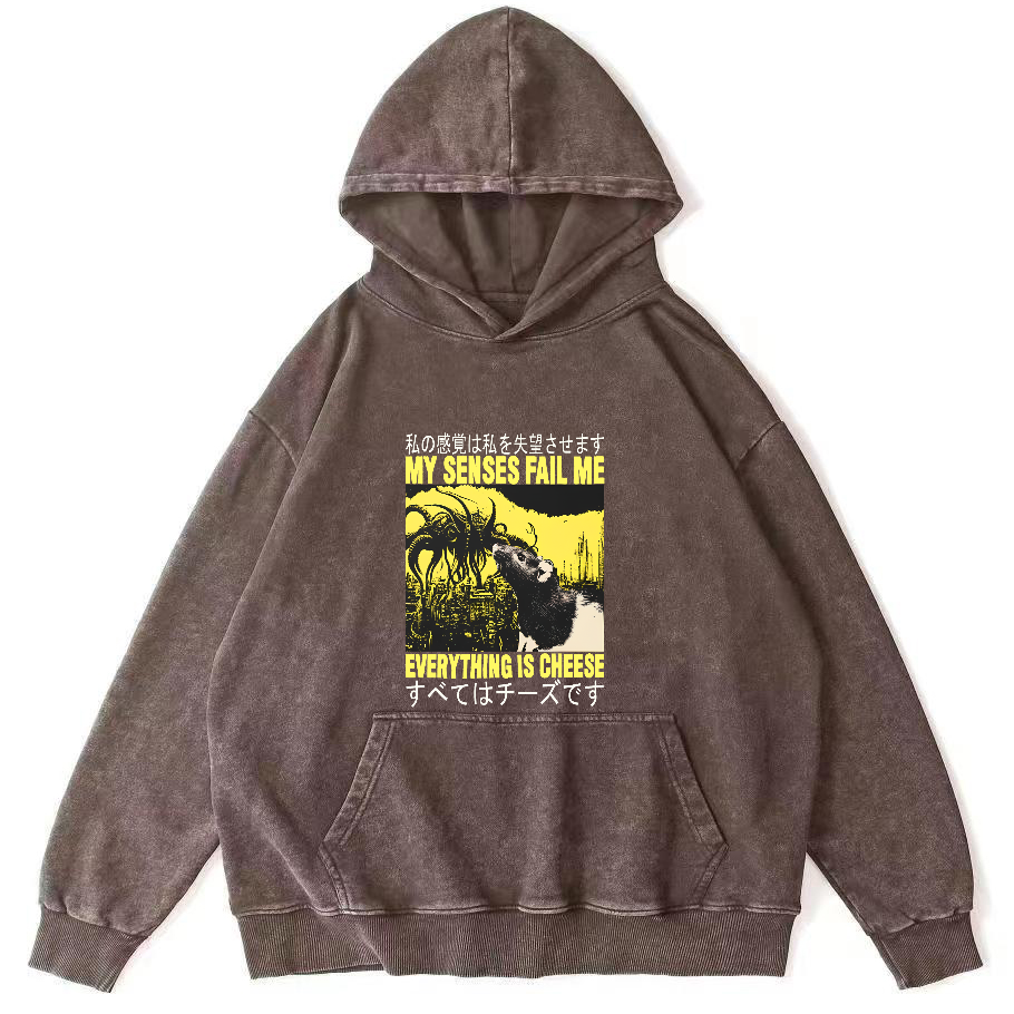 Mouse Pattern Japanese Style Vintage Distressed Hoodie-Zazasy