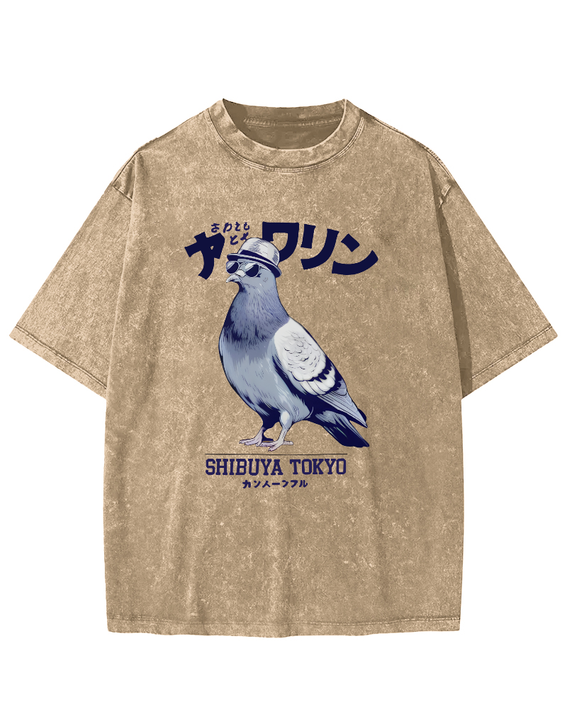 Shibuya pigeon Vintage Washed T-shirt