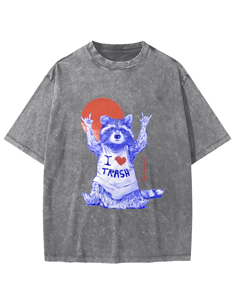 I Love Trash Vintage Distressed T-shirt-Zazasy