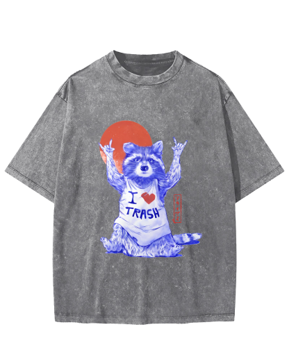 I Love Trash Vintage Distressed T-shirt-Zazasy