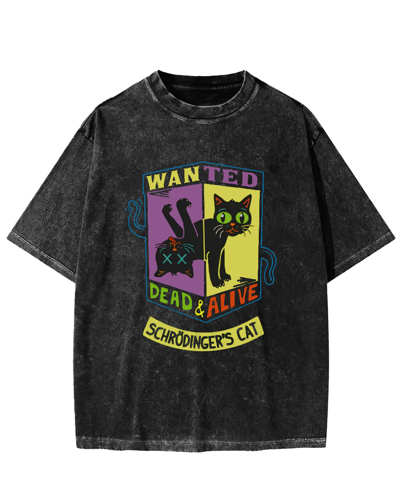 Schrodingers Cat Vintage Washed T-shirt-Zazasy