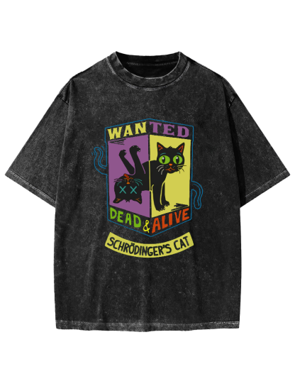 Schrodingers Cat Vintage Washed T-shirt-Zazasy