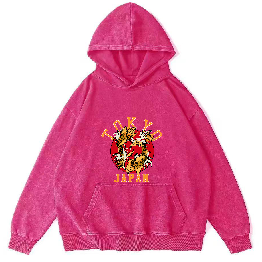 Tokyo Koi Japanese Style Vintage Distressed Hoodie-Zazasy