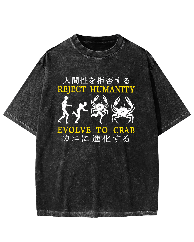 Refusing Human Evolution into Crabs Vintage Washed T-shirt