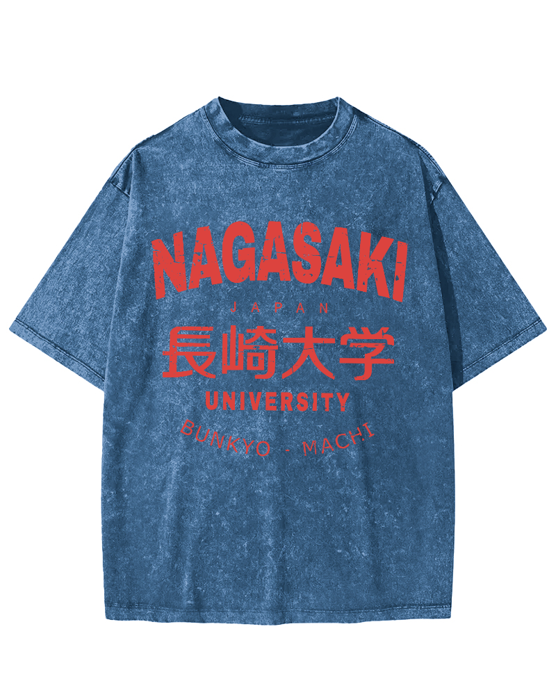 NAGASAKI University  Vintage Washed T-shirt-Zazasy
