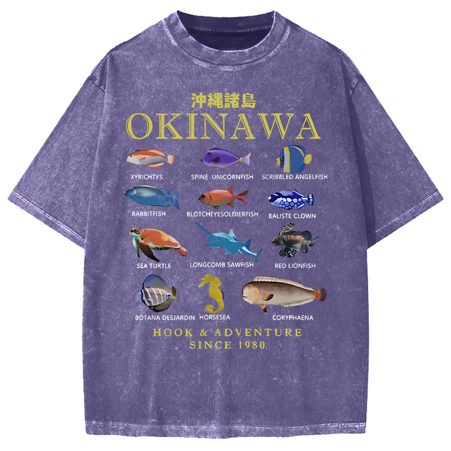 Okinawa Islands Fish Vintage Washed T-shirt
