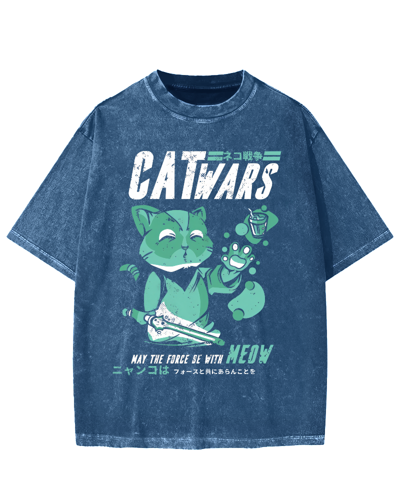 Cat Wars Vintage Washed T-shirt